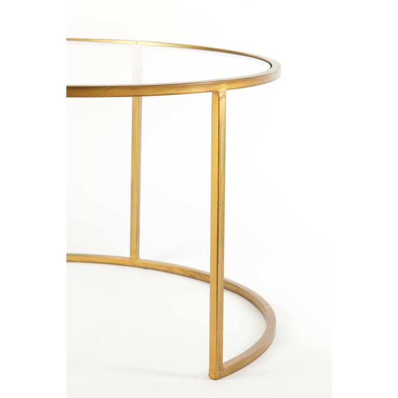 CAFE TABLE DRT GLASS GOLD SET OF 2 - CAFE, SIDE TABLES